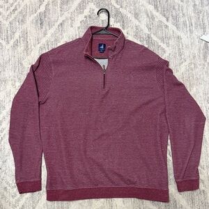 Johnnie-O Burgundy Striped Quarter Zip Pullover Men’s XXL Lightweight